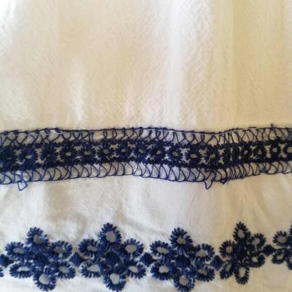 IVY CITY CO - Santorini Cotton Dress - White and Dark Blue - Tassels - Medium - Picture 10 of 10